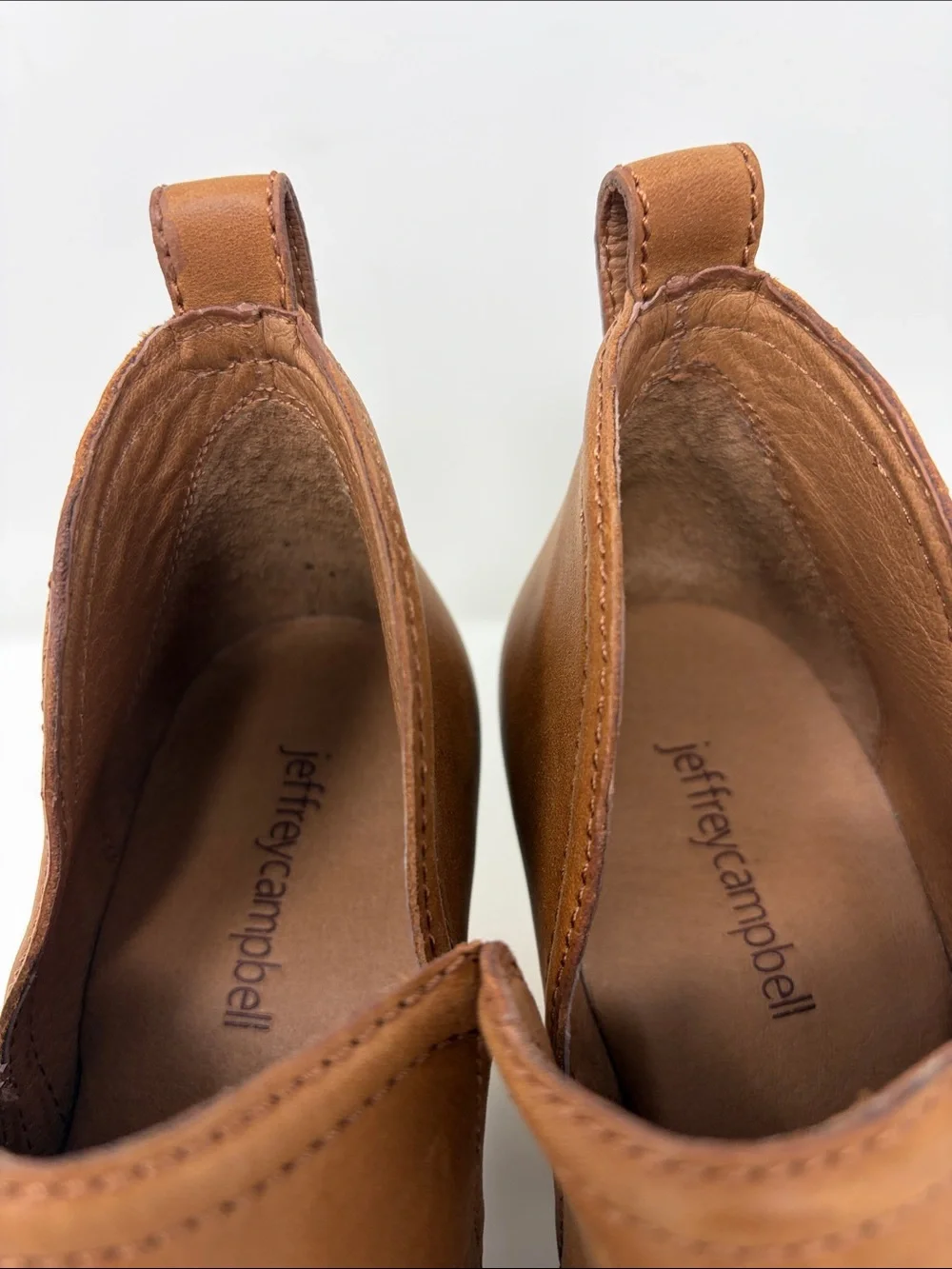 Jeffrey Campbell Brown Leather Slip-On Booties with Stacked Heel Size 8.5